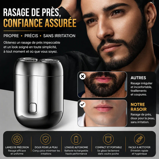 Trimo™ Mini Rasoir Électrique | Technologie UltraGlide 360° pour une peau nette et lisse en seulement 60 secondes.