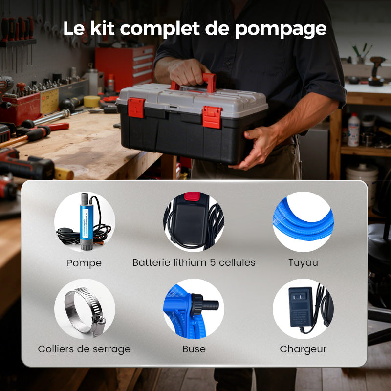 🔈🔈51 % DE RÉDUCTION ! 🔋✨ Ensemble Pompe à Huile et Eau Haute Puissance – Performances Élevées, Portable & Multifonctionnelle 💪