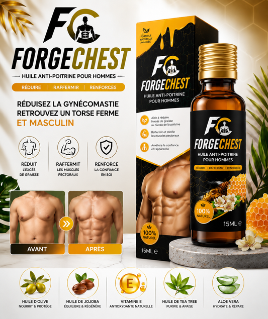 ForgeChest™ Huile Sculptante pour la Poitrine | Formule Raffermissante Avancée pour une Apparence de Poitrine Plus Ferme et Plus Définie en Seulement 7 Jours