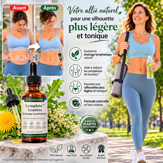 Flowvita™ Lymphéa Gouttes Drainage Lymphatique – Complément Alimentaire Aux Extraits Végétaux Pour Une Sensation De Légèreté Quotidienne