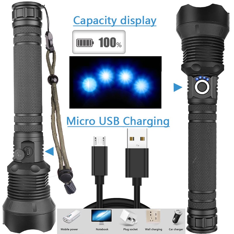Lampe de poche laser tactique rechargeable à LED 90000 High Lumens⚡